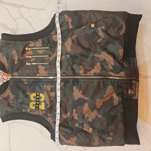 1738 New York Mens Full Zip Camo Embroidered Puffer Vest Green Size Large - Picture 13 of 13